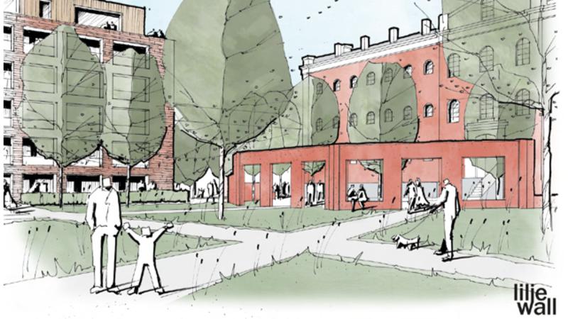 En illustration som tagits fram i samband med planförslaget för Fängelset 2, av Liljewalls arkitekter. 